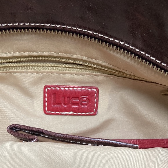 Luce Dark Red & Brown SUPER SOFT Genuine Leather Large Handbag - Picture 13 of 14